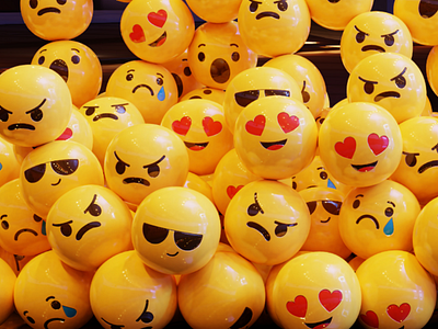 Smiley 3d art clean creative emoji lights material models motion retro texture ui yellow