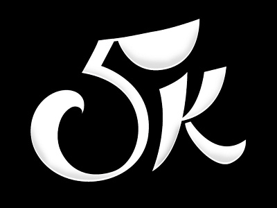 5k 5 black and white number typography