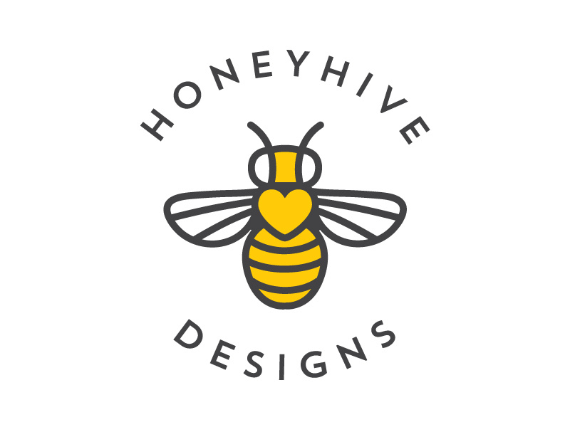 HoneyHive Logo logo line work bee bee hive honey heart