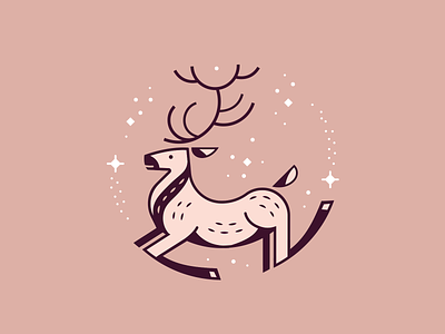 Jingle jangle animal christmas cute deer holidays illustration monoline reindeer run sparkle
