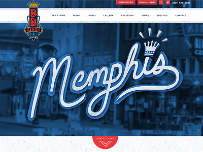 BB Kings Blues Club Website memphis music restaurant retro typography web design website