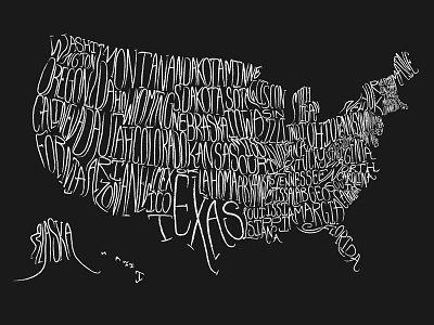 Typographic Map of USA alaska america hand drawn map states texas typography united states usa