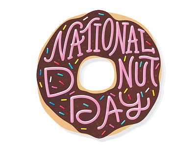 It's Donut Day! cute donut donut day icing illustration lettering pastry pink sprinkles