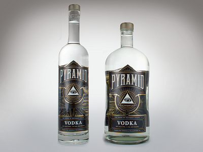 Pyramid Vodka Bottles design illuminati illustration label lettering liquor packaging secret society vodka