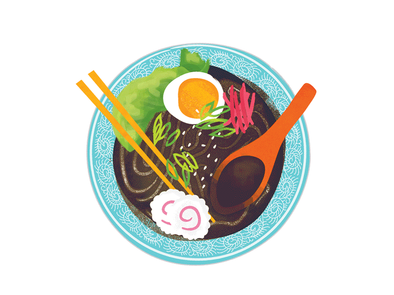 Spin ramen spin! food gif illustration noodles ramen spin watercolor