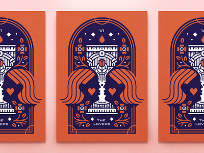 Tarot Series 2: The Lovers blood cards cup flower monoline occult optical illusion poster screenprint tarot wine