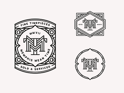 MMT logos badge brand clock horology logo monogram monoline signage time