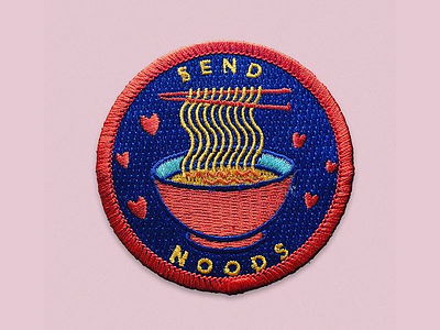 Send Noods (Now it's a patch!) funny heart illustration love monoline noodles noods patch patch game ramen valentine valentines