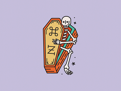 Undone to Death coffin command z creepy cute halloween illustration line monoline skeleton skull tattoo vector