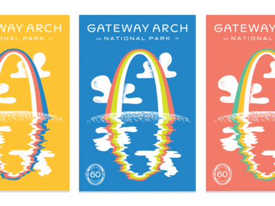 Type Hike Arch architecture colors illustration national park poster rainbow reflection st louis type hike water