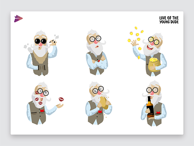 Sticker Market | Sticker pack | Live of the Young Dude art character characterdesign color colors emoji flat flat design funny character funny illustration graphic illustration minimalism pack simple sticker sticker market sticker set ui ui ux design