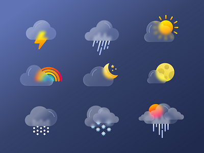 Glassmorphism weather icons