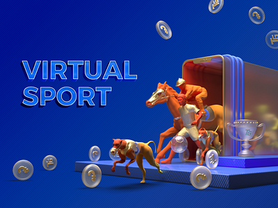 Virtual Sport 3d art ball blue coins color colors design dogs football gradient graphic design horses illustration iphone orange phone promotion simple sport