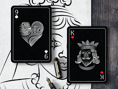 Playing Cards art black black white black card bnw card game card art cards cards design experiement grayscale heart king line art new concept playing cards playing-card red sketch