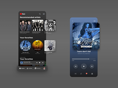 Music App - Youtube music redesign concept dark design gradient grey music ui ux youtube youtube music