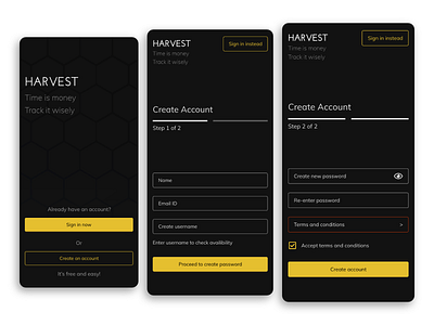 Sign up flow app design appdesign dark design finance flat minimal ui ux