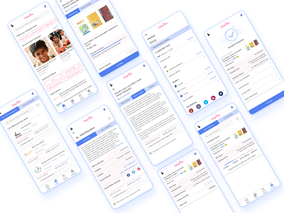 Charito - Donation App app design blue design flat illustration logo minimal mobile pink ui ux