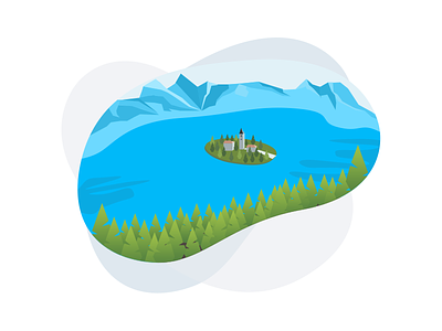 Lake Bled design illustration sketch slovenia vector