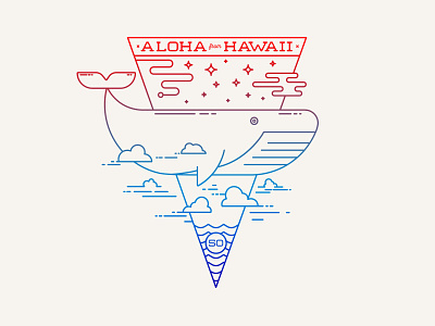 Flying Whales aloha branding design flat hang loose hawaii hawaiian icon illustration island lettering line art logo monoline shaka tropical tshirt tshirt graphics type vector