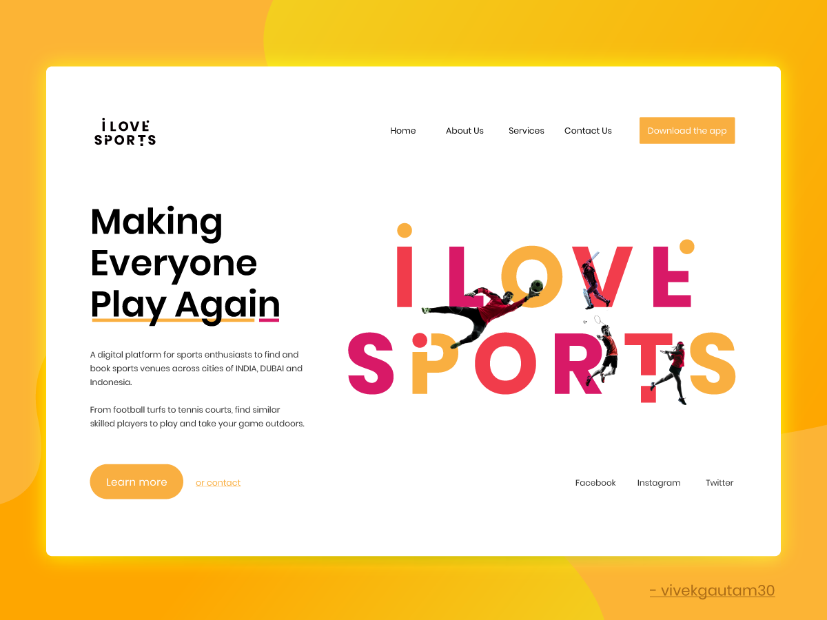 Sports Website Concept by Vivek Gautam on Dribbble