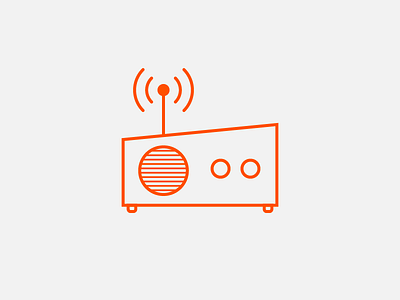 Mid-Century Radio Icon icon lines midcentury modern orange radio