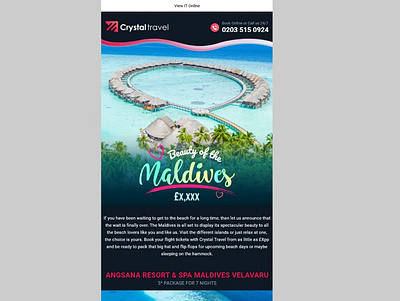 Maldives Holidays Newsletter banner branding design flat illustration maldives holidays newsletter maldives holidays newsletter minimal typography ui design vector