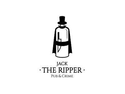 Logo for Jack The Ripper Pub alcohol bar bottle branding design english gun illustration jack knife liquid logo old pistol pub revolver ripper the vodka whiskey
