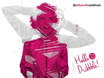 Hello Dribble! branding design dribbble graphic happy hello invitation pink vector