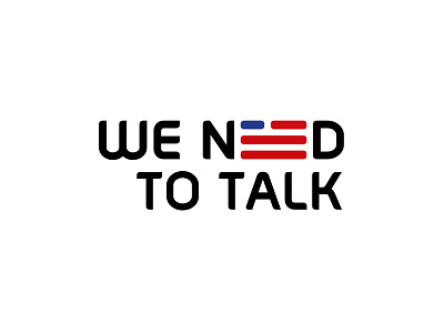 Logo for We Need To Talk american blue branding design english flag language logo logotype red school talk talking teach typography united states