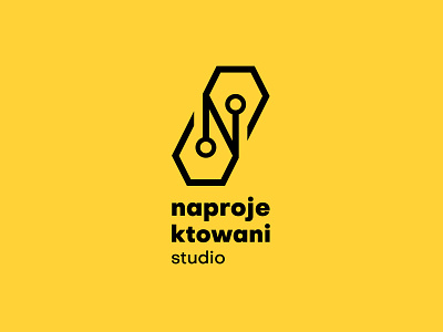 Logo for Naprojektowani black branding design grapgic illustrator letter n logo pen studio tool vector yellow