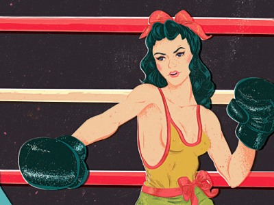 Punch Drunk Love II boxer female girl illustration illustrator photoshop print retro vector vector