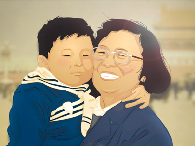 Lao Lao And Yang Yang china forbidden city grandmother grandson illustration photoshop vector