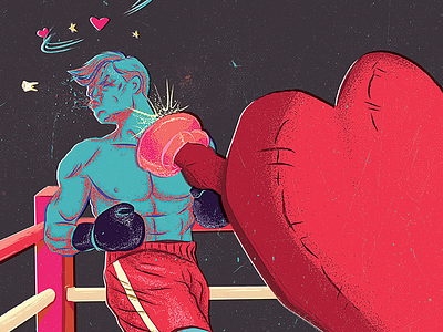 Punch Drunk Love boxing drunk grunge heart illustration illustrator line work love photoshop punch ref ring sketch vintage