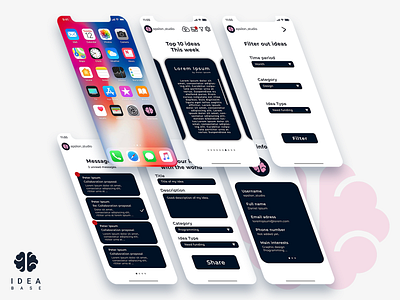 App and logo design for idea sharing platform. app app design application icon brand identity brand identity design branding branding design design design art flat icon idea logo ui uidesign ux