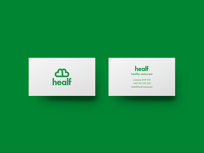 Healf | Healthy restaurant | 2/3 brand identity brand identity design branding branding design bussiness card card design green healthy icon idea logo logo design restaurant