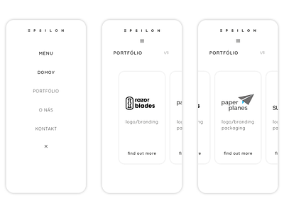 Menu and portfolio section | Espilon web | Mobile version | 2/3 design minimal minimalistic mobile mobile version responsive ui ui design ux ux design web web design white