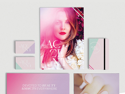 Various Brand Elements for Nail That Accent beauty blog blogger brand elements branding business card design editorial editorial design gradients magazine serif