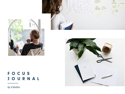 The Focus Journal - A Collaboration branding design details focus functional journal layout design minimal monogram planner print design productivity