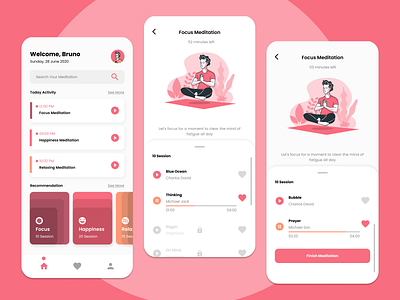 Meditation App app appdesign application design indonesia designer meditation meditation app trend ui ux ux design