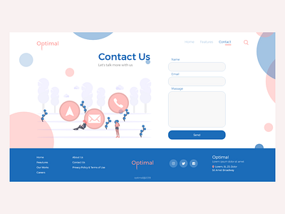 Optima Contact Us UI Design contact form contact page contact us design footer indonesia designer ui ux web website
