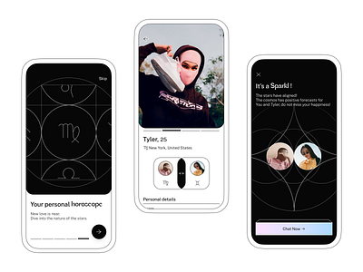 Sparkl – Astrology Dating App app astrology branding des design graphic design minimal typography ui