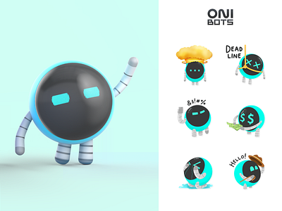 OniBots | Corporate mascots ONIX 3d art animation branding characher character design design illustration illustrator mascot mascot character sticker stickers