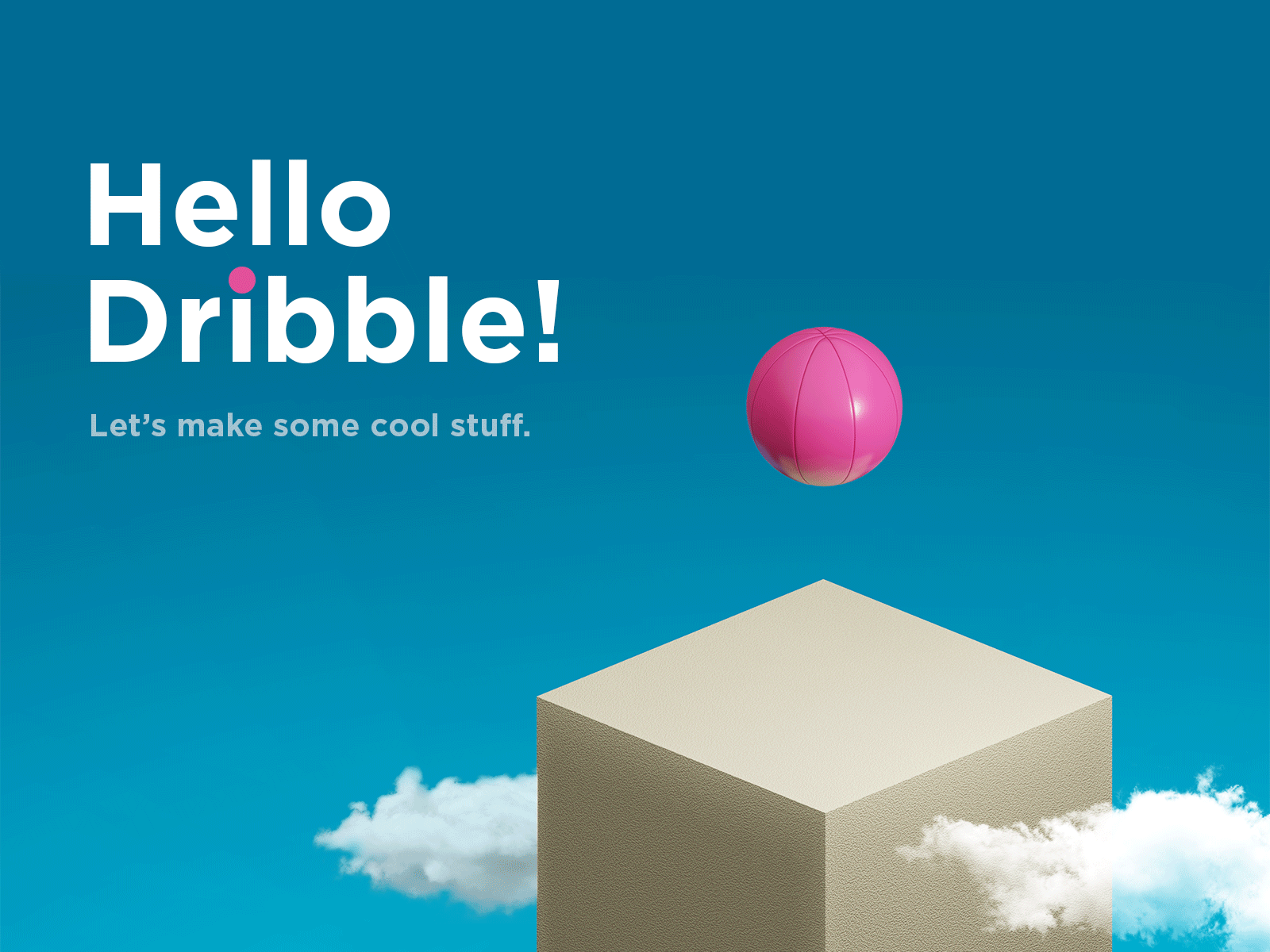 Hello Dribble! 3d animation ball blender clouds dribble hello dribble photoshop sky