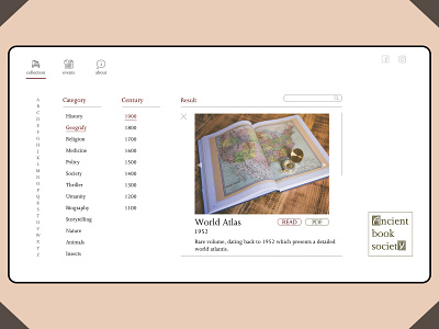 Ancient book society (result) app branding design graphic design minimal typography ui ux web website