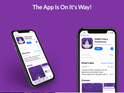 2019 VAREP Policy Conference App Email Blast app app design design email marketing iphonex lionhearted studio purple ui ux