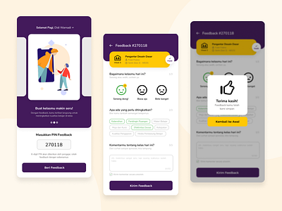 Class Feedback App Exploration android app design classroom clean customer review feedback figmadesign iphone mobile mobile app mobile ui purple rate rating review school uidesign uiux