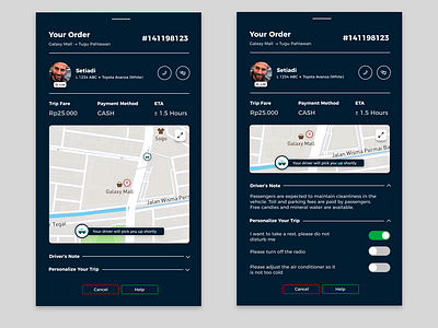 Detail Order Page in Ride Hailing App Exploration