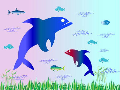 Dolphins & Sea adobe illustrator cc aquarium dolphin illustration