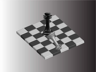 3D chess board with chess pieces