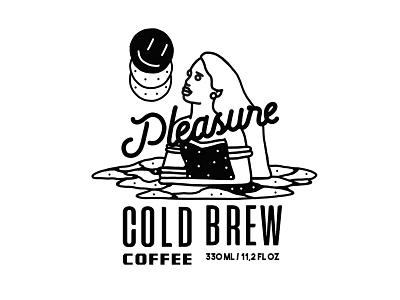 pleasure bold branding character coffee concept design girl illustration label label design logo vintage
